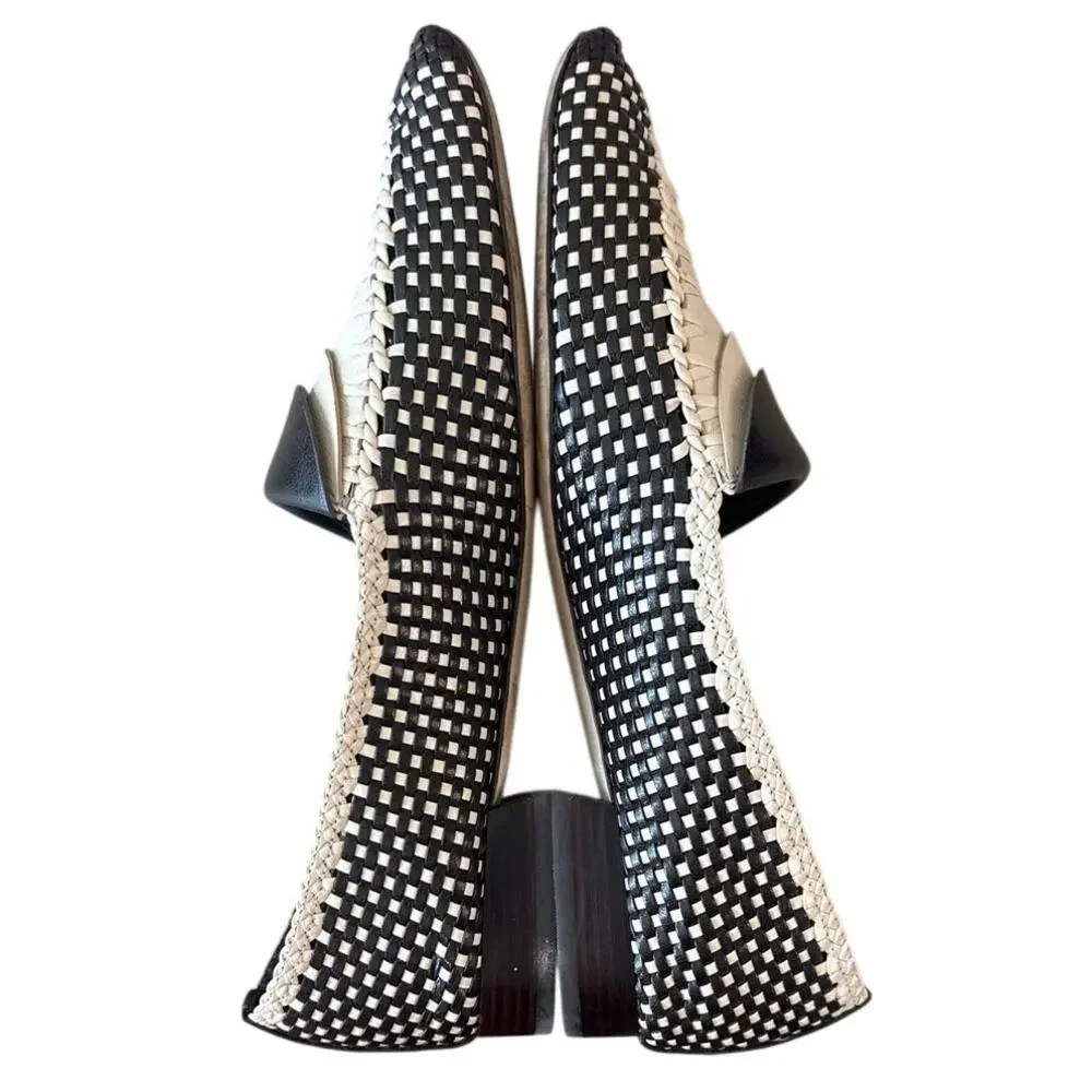 Tory Burch Envelope Bicolor Woven Loafers Coco‎ Cream 10